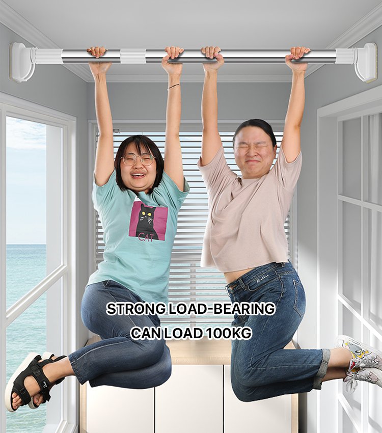 Adjustable drilling free clothes drying rod