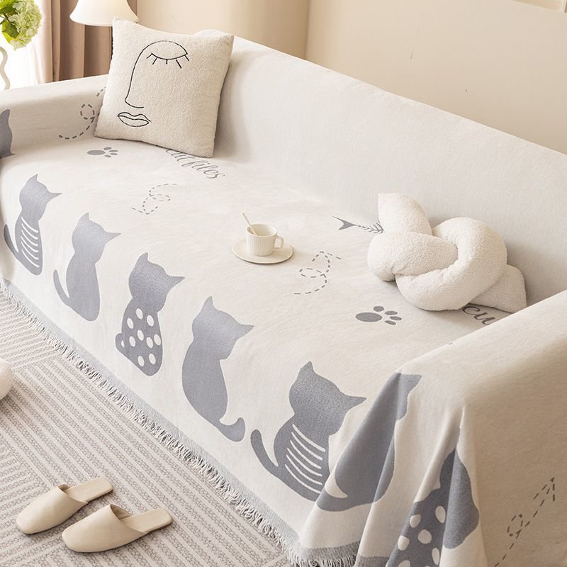 북유럽 소파 타월 큐티 캐릭터 동물 덮개 담요 셰닐 덮개 모던 등받이 담요