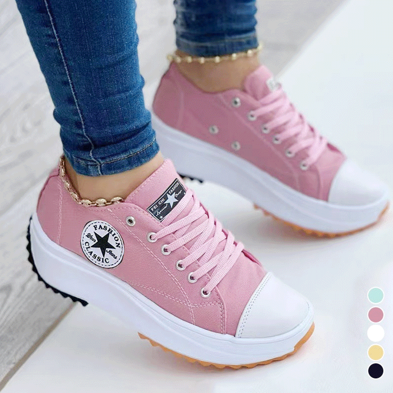 厚底キャンバス地スニーカー