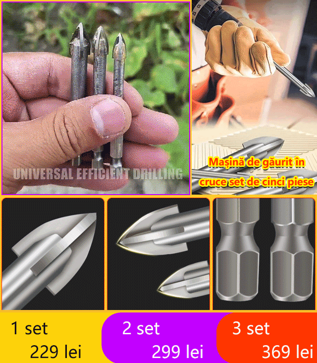 Set de burghie transversală cu cinci piese 