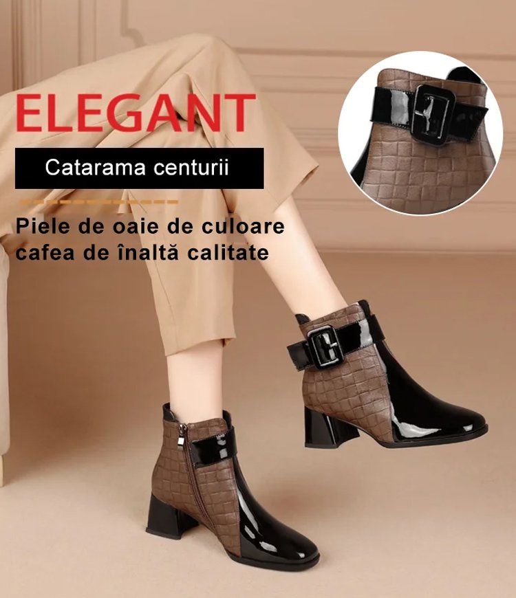 Pantofi dama cu cap patrat si toc gros