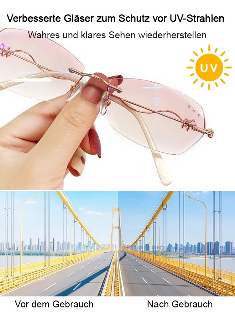 Elegante randlose Lesebrille mit Diamantschliff
