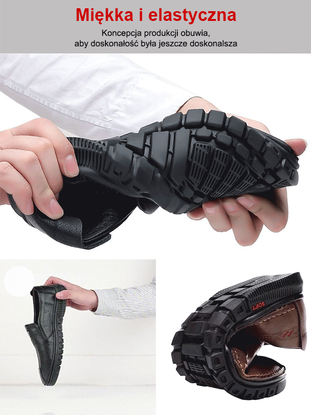 Męskie ręcznie robione skórzane buty wsuwane