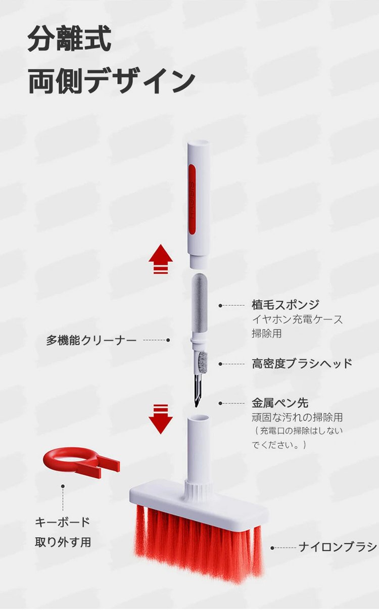 【多機能クリーニングキット】キーボード ブラシ クリーナー5-in-1 多機能 植毛スポンジ