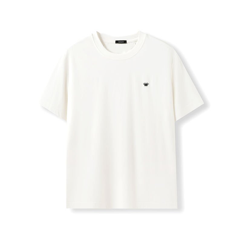 Round-neck luxury embroidered short-sleeve