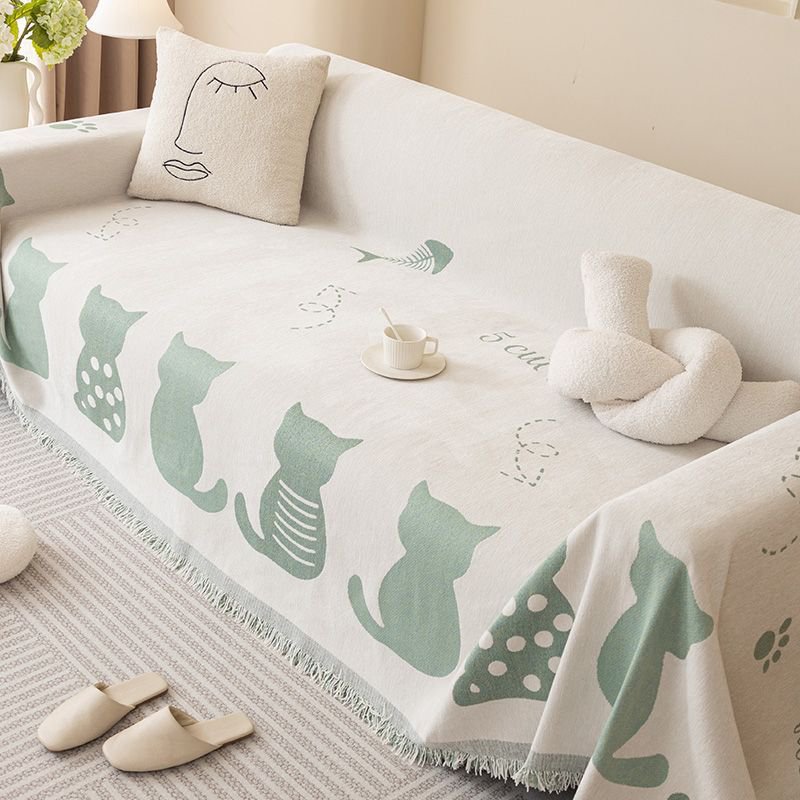 북유럽 소파 타월 큐티 캐릭터 동물 덮개 담요 셰닐 덮개 모던 등받이 담요