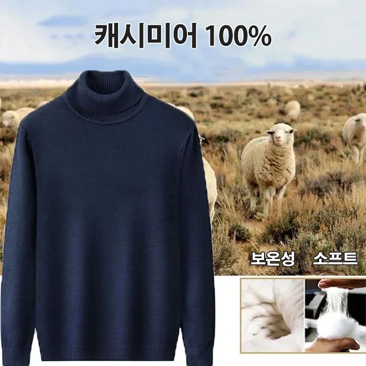 남성 무지 목폴라 니트