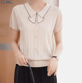 젋어 보인 아이스 니트 반소매 