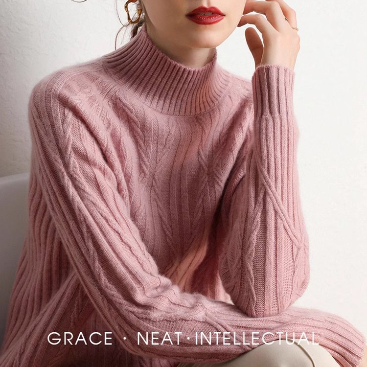 【オーストラリア産カシミヤ100％】レディースモックネックニット