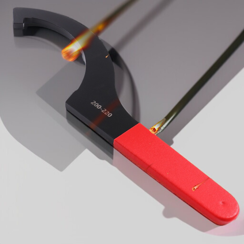 플라스틱 손잡이 반원 너트 렌치 클로즈업