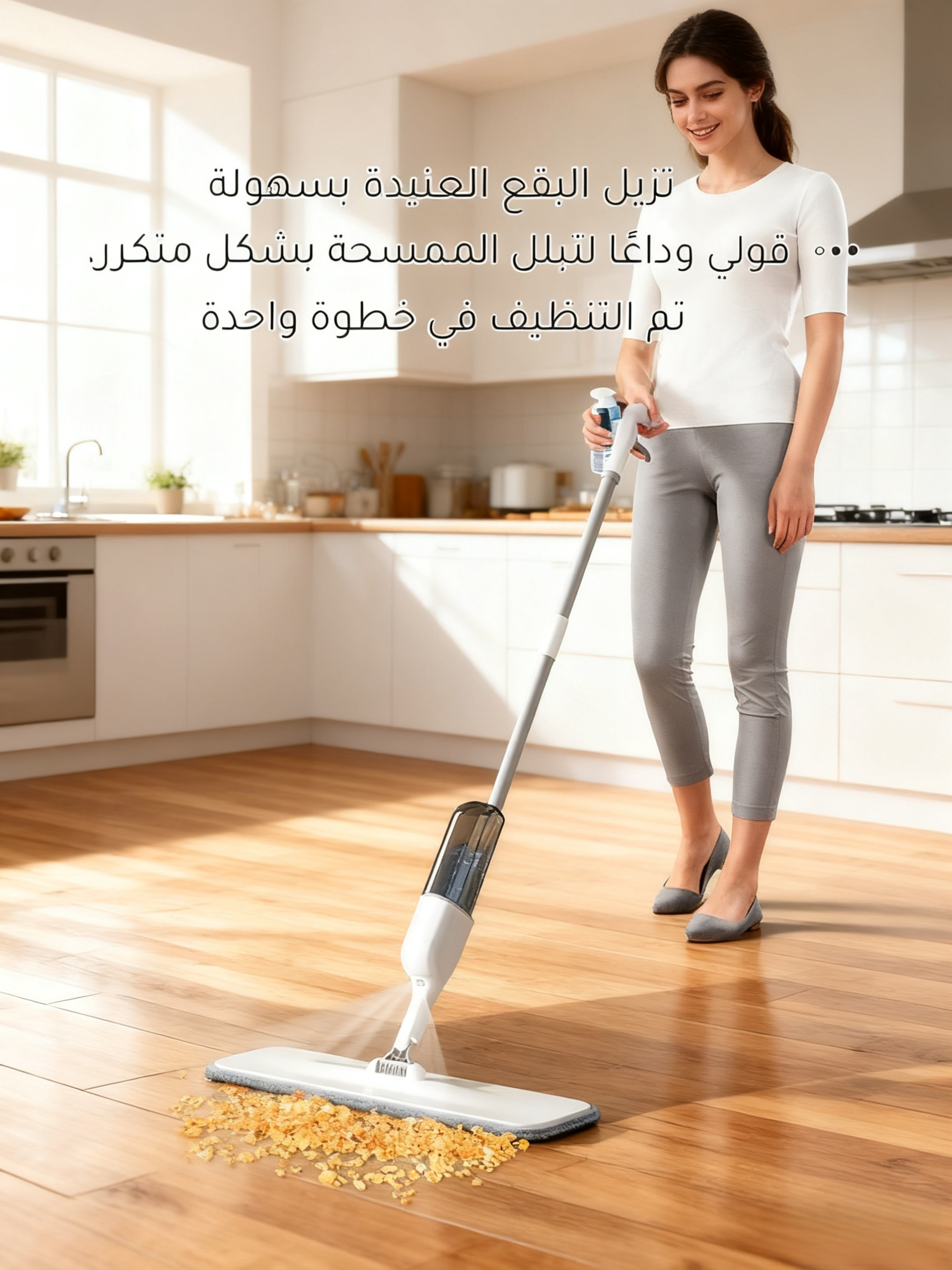 ممسحة أرضية منزلية مبتكرة ذات خزان ماء ووظيفة رشا ماء 