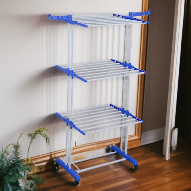 三層折りたたみ多機能タオルラック全体画像