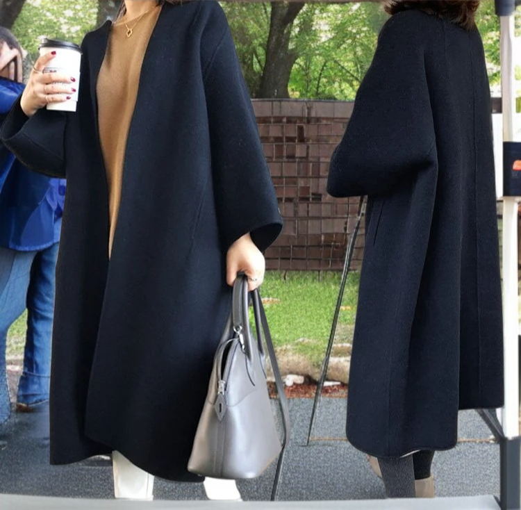 업그레이드 루즈핏 기질 통근 코트 일자 솔리드 코트 심플 기질 통근 코트