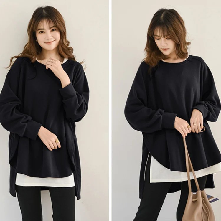 ラウンドネックルーズフィット無地スウェット