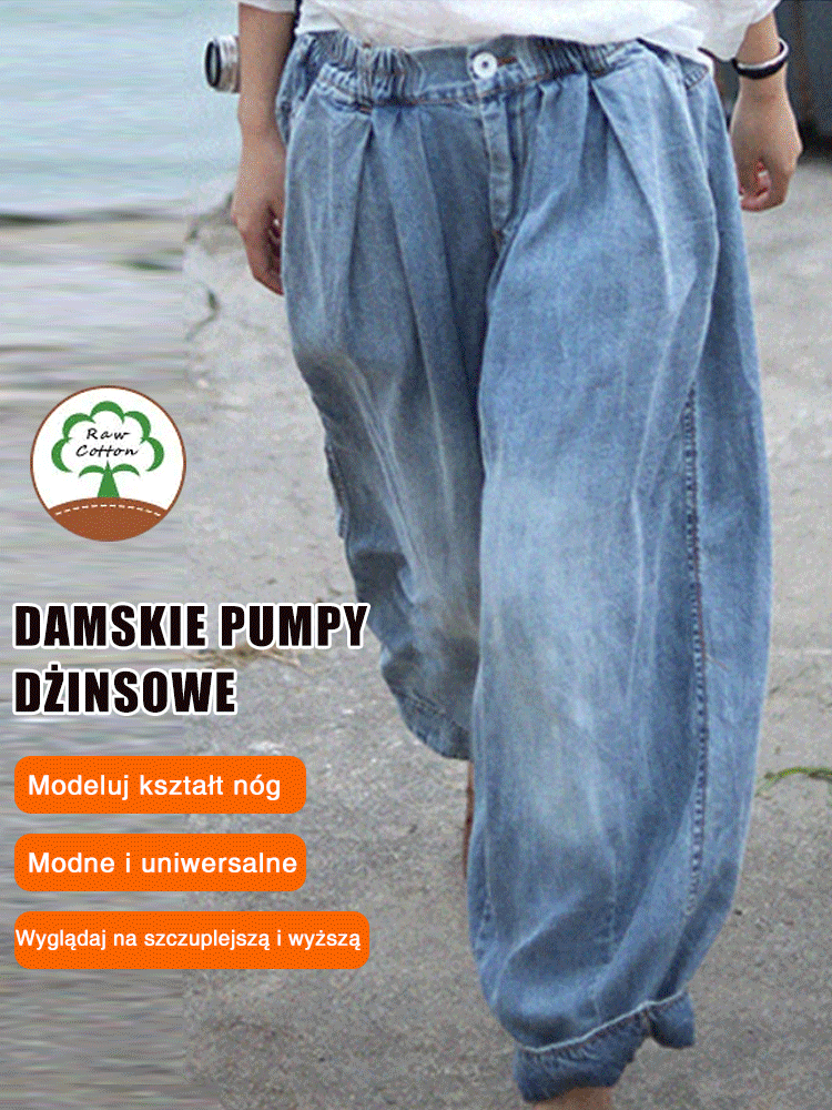 Damskie pumpy dżinsowe