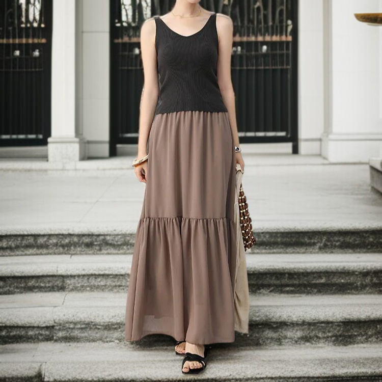 봄여름 하이웨스트 스커트 캐주얼 케이크 스커트 드롭감 큰 A라인 스커트