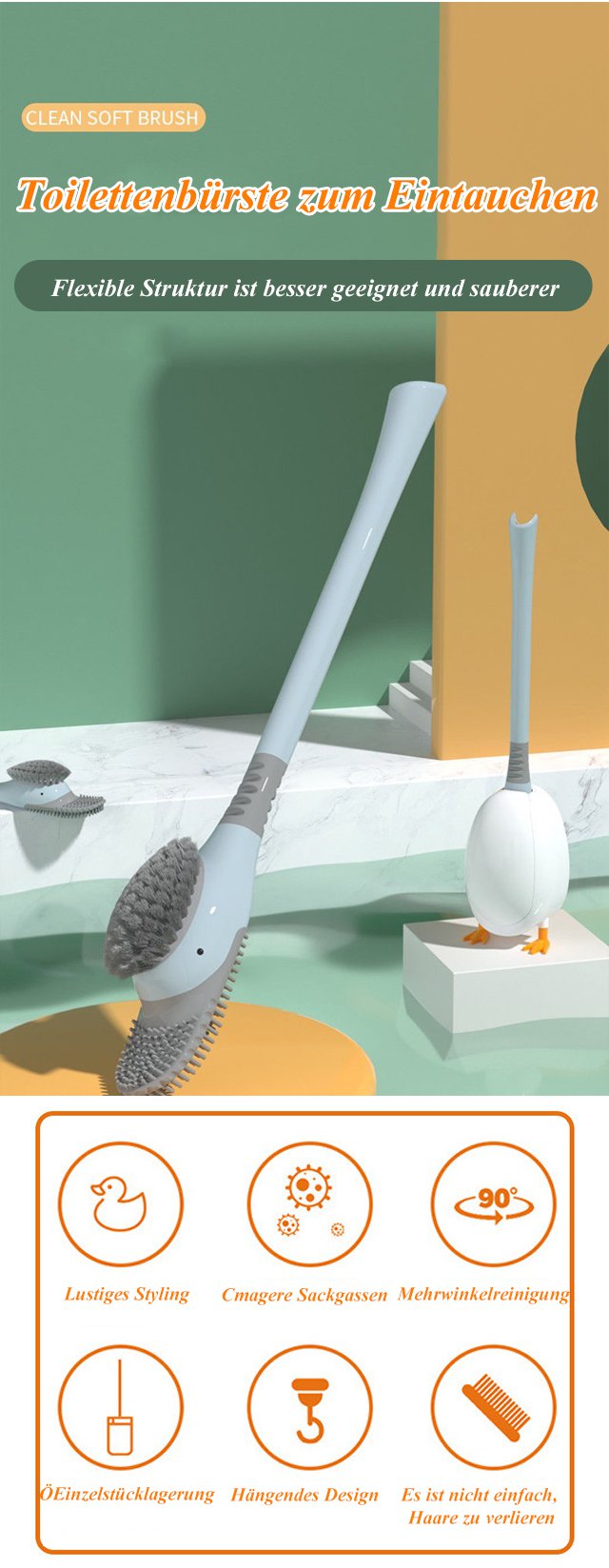 X21122803Ja Silikon WC-Bürste in Entenform