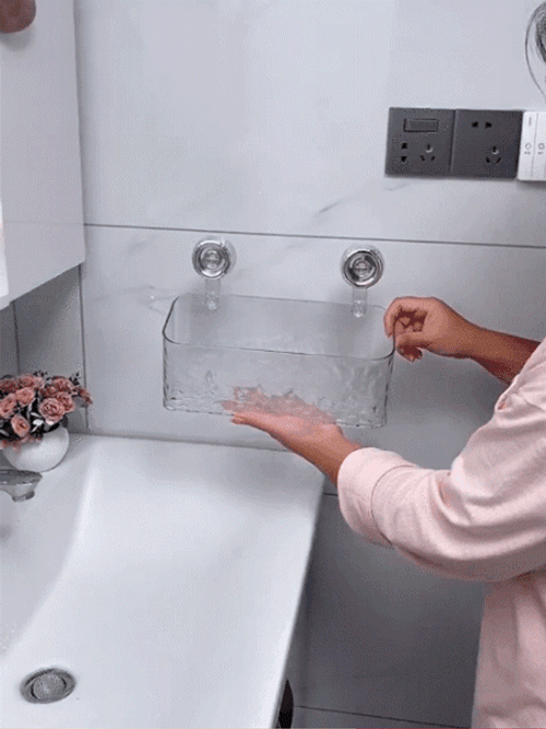 Estante de almacenamiento con ventosa y textura de glaciar