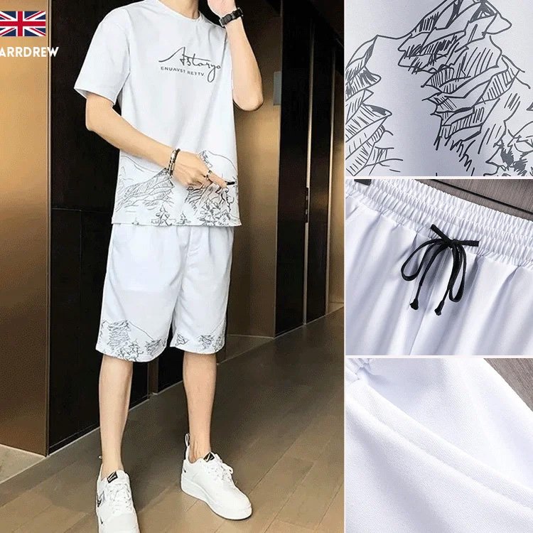 프린트 패션 반팔 티셔츠 세트