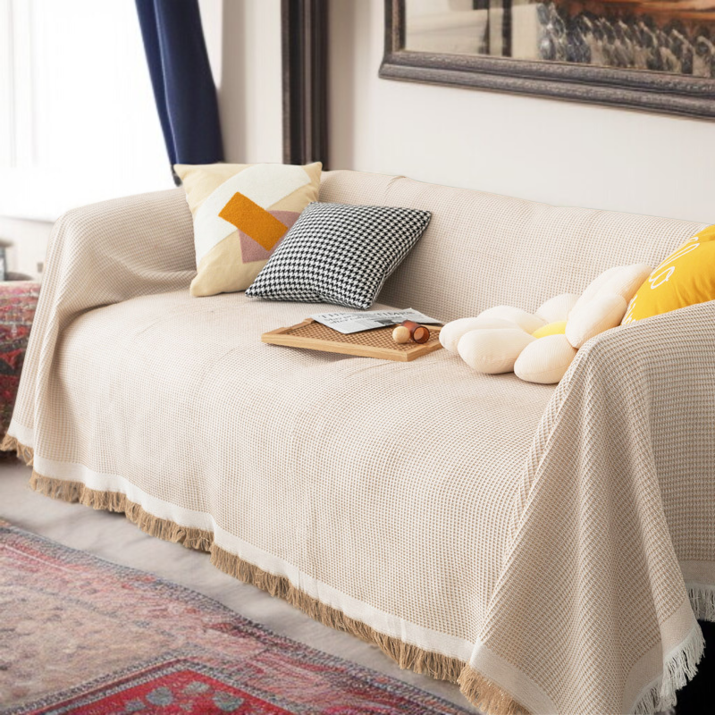 高品質綿糸素材のソファブランケットカバー