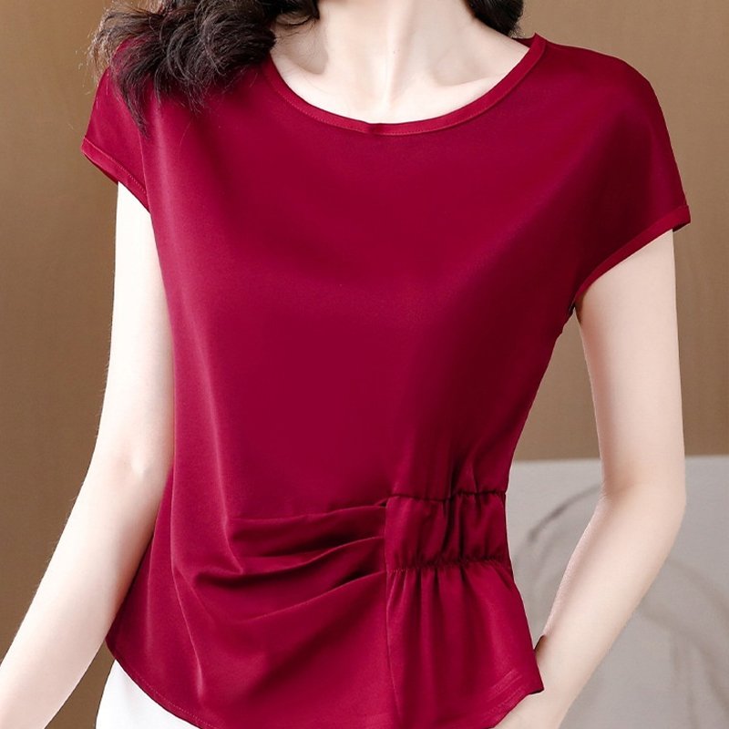 サイドギャザー入りフレンチスリーブブラウス