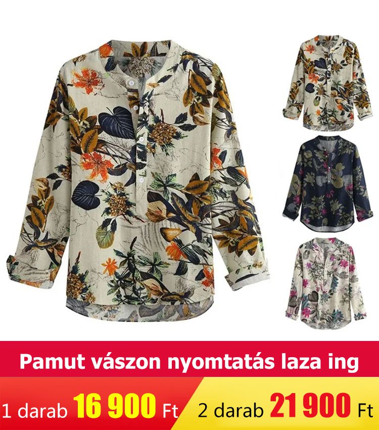 Pamut vászon nyomtatás laza ing