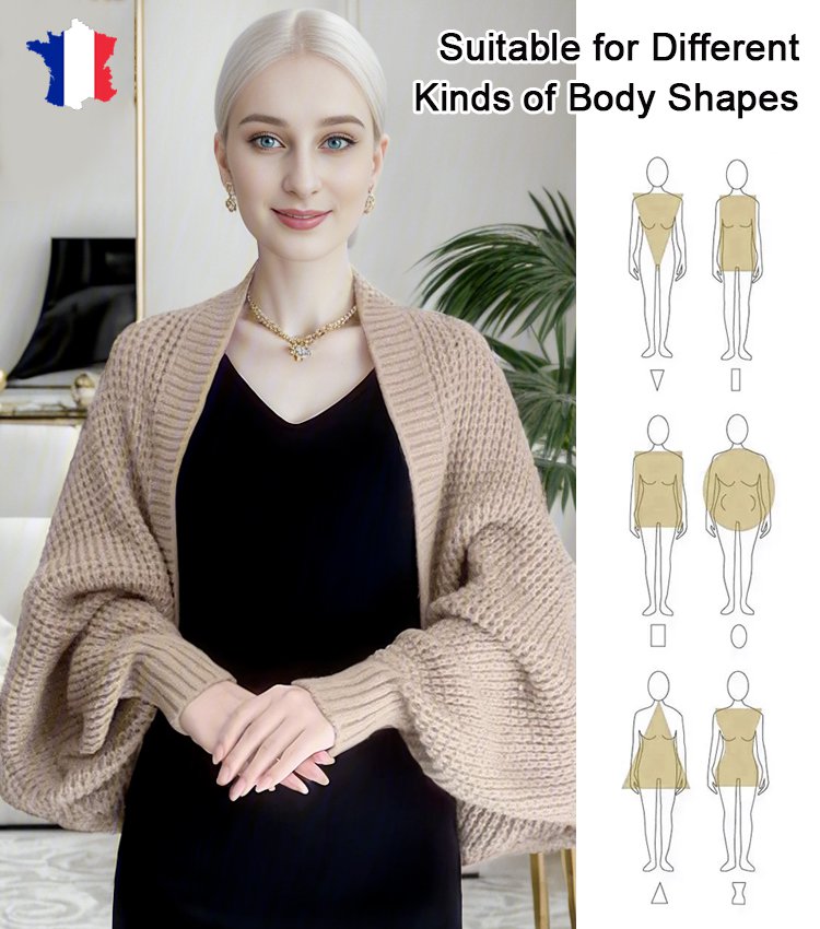 Knitted soft shawl cardigan for women