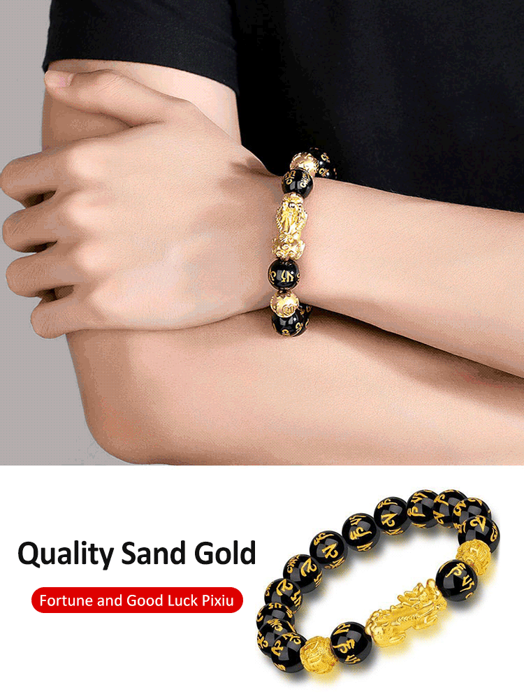 Six-Character Mantra Gold Pixiu Bracelet