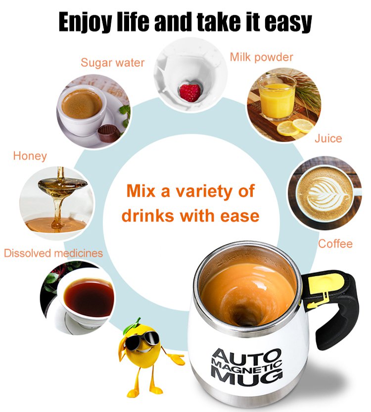 Stainless steel electric rotating coffee cup