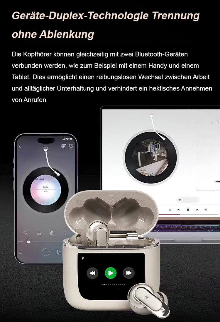 Vollfarb-Display Smart Active Noise Cancelling Bluetooth-Kopfhörer