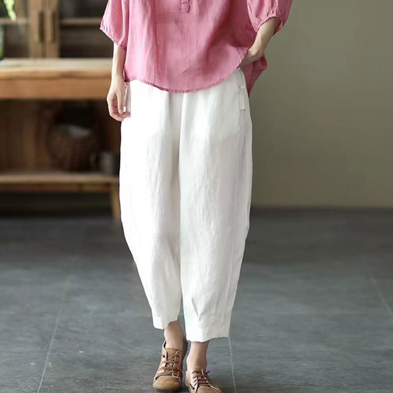 레트로 허리밴딩 캐주얼 팬츠