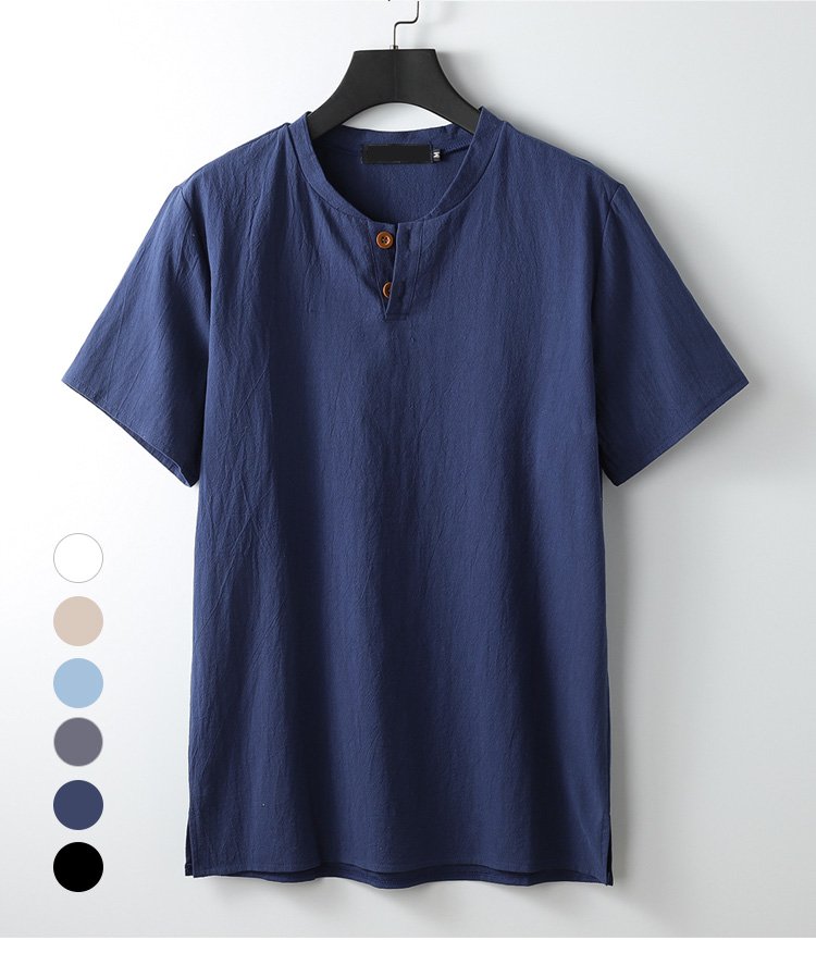 通気性抜群のリネンTシャツ正面画像