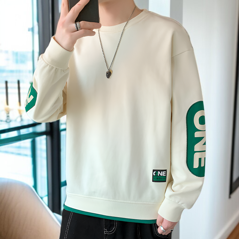 カジュアルプリントが施されたメンズスウェットシャツ