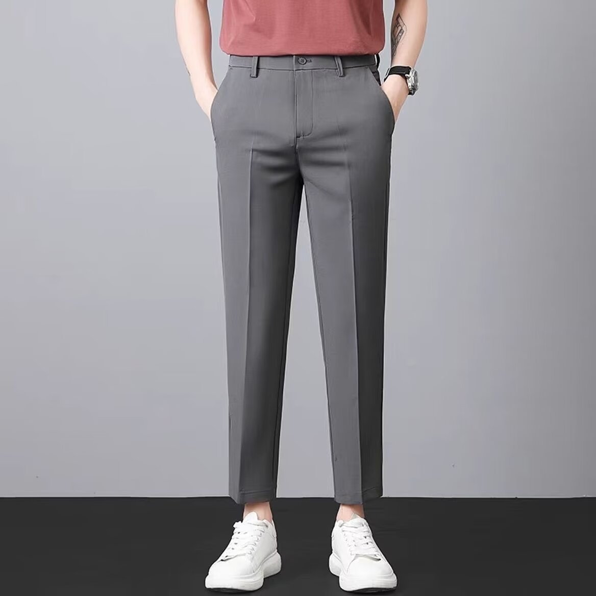 넌 아이언 및 링클프리 9부 정장 바지