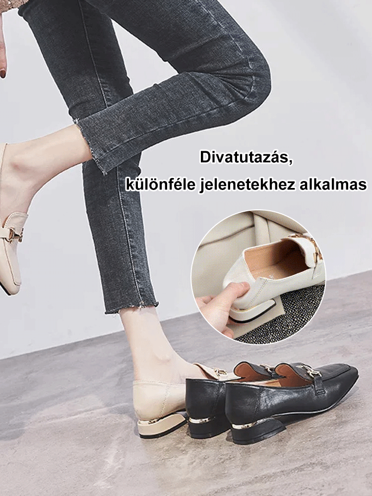 Puha bőr négyszögletes lábujjcipők
