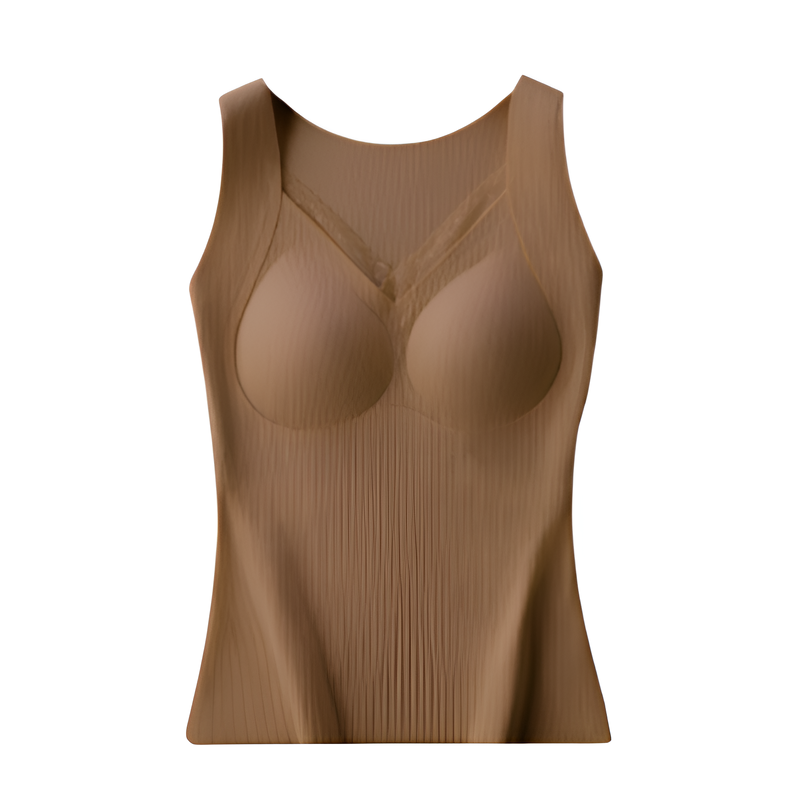 固定カップ付き保温下着ベストのディテール