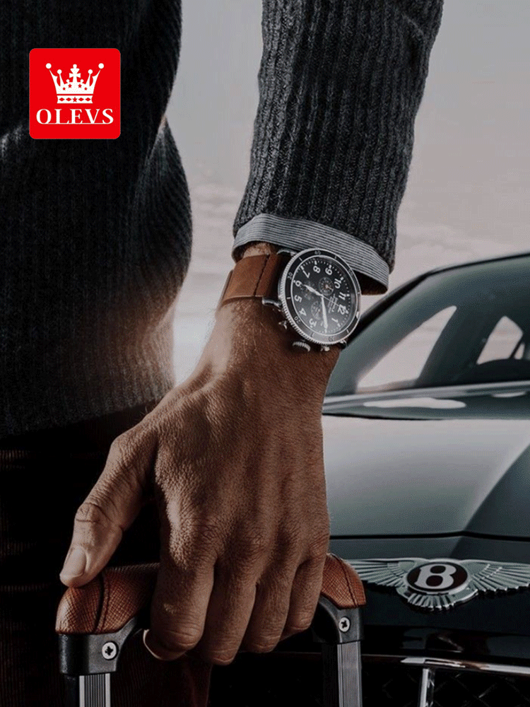 ساعة تقويم رجالية بستايل كاجوال وبسيط مع حزام جلدي