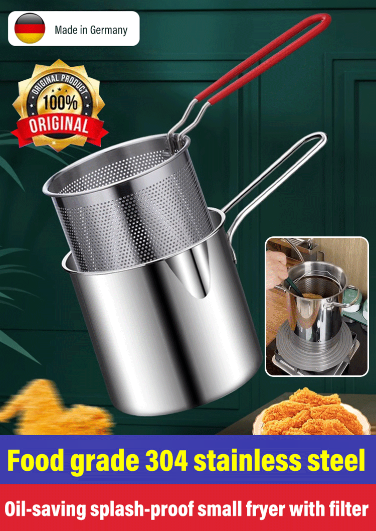 Oil-saving and splash-proof small fryer with filter [First 100 orderers get free stainless steel cli