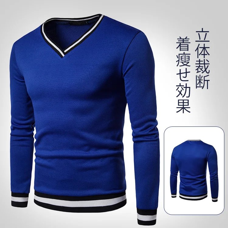 Vネックカラーブロックカジュアルスウェット