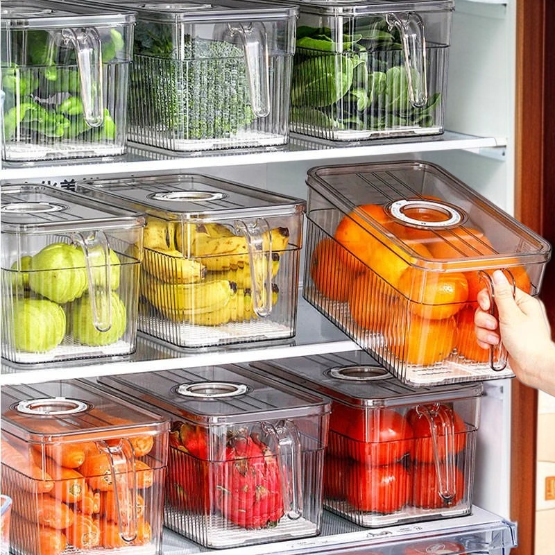 Plastic fridge storage container for efficient organization