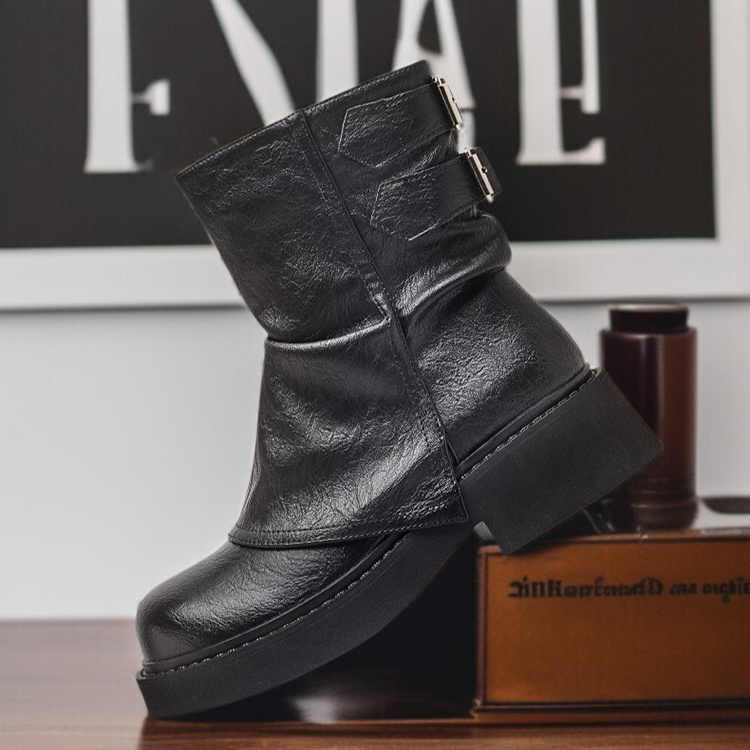 가을 겨울 슬림부츠 패션 앵클부츠 통굽 미들 워커 러버 슬림부츠
