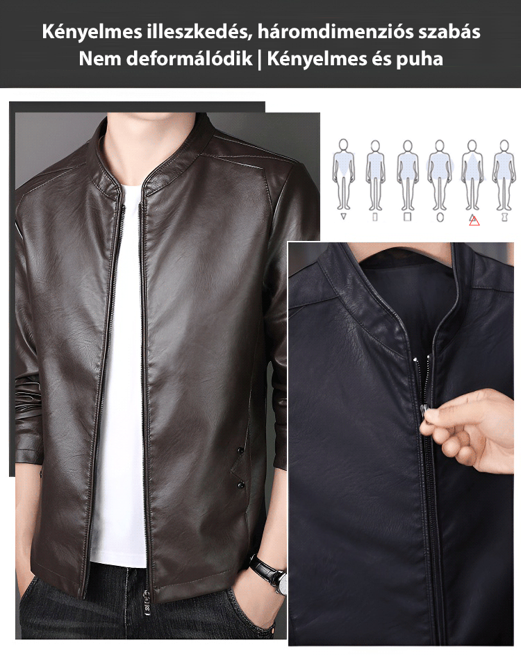 Férfi bőr biker dzseki