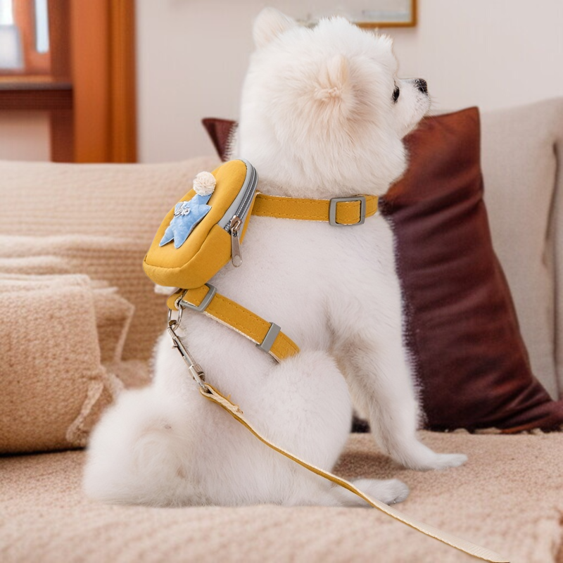 ペット・ドッグ・ウォーキング・バックパック 調節可能なI字型チェストストラップ 犬の散歩用リード キャットドッグチェーン ペット用品セット