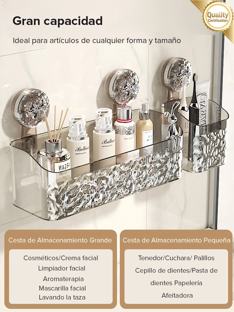 Estante de almacenamiento con ventosa y textura de glaciar