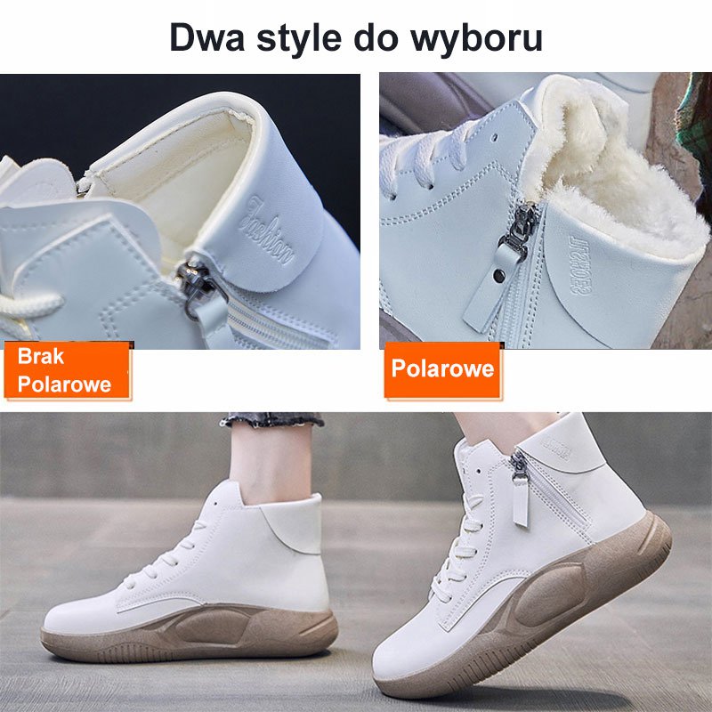 Modne botki damskie z grubą podeszwą na zamek błyskawiczny