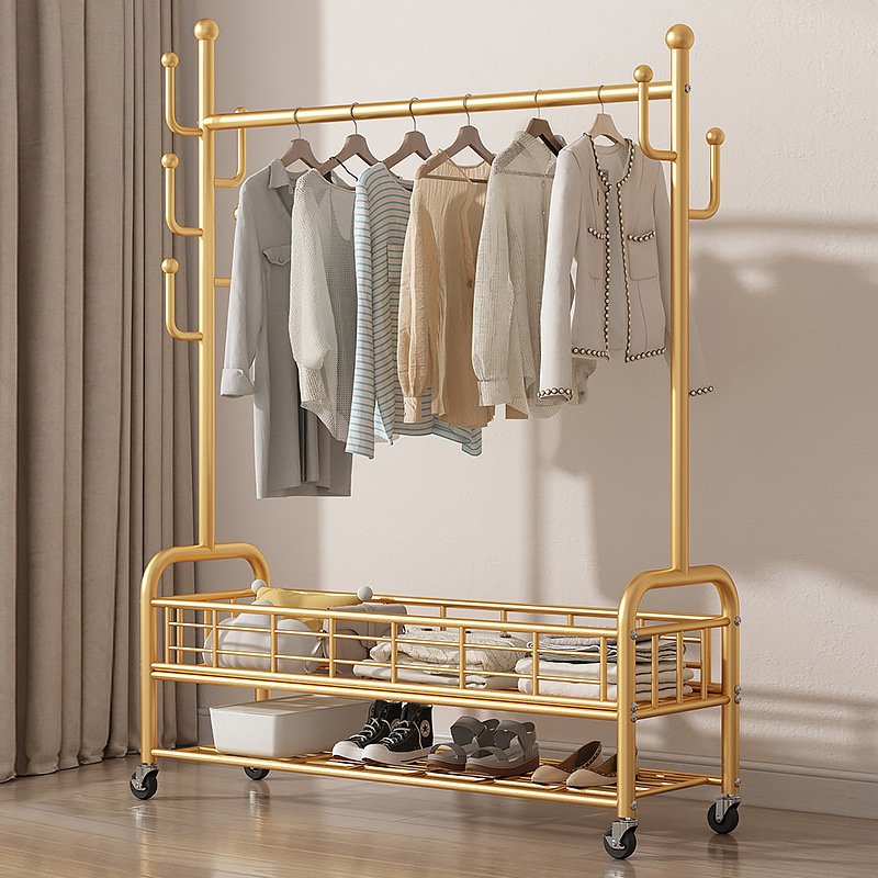 【공간 절약】이동식 바퀴 달린 가정용 라이트 럭셔리 옷걸이 행거
