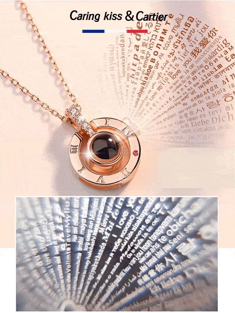 قلادة رومانسية لإسقاط جملة "أحبك" ب 100 لغة من ماركة فرنسية