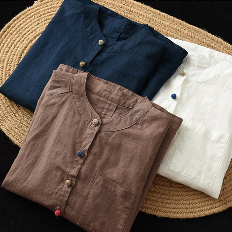 베이직 무지 면마 셔츠