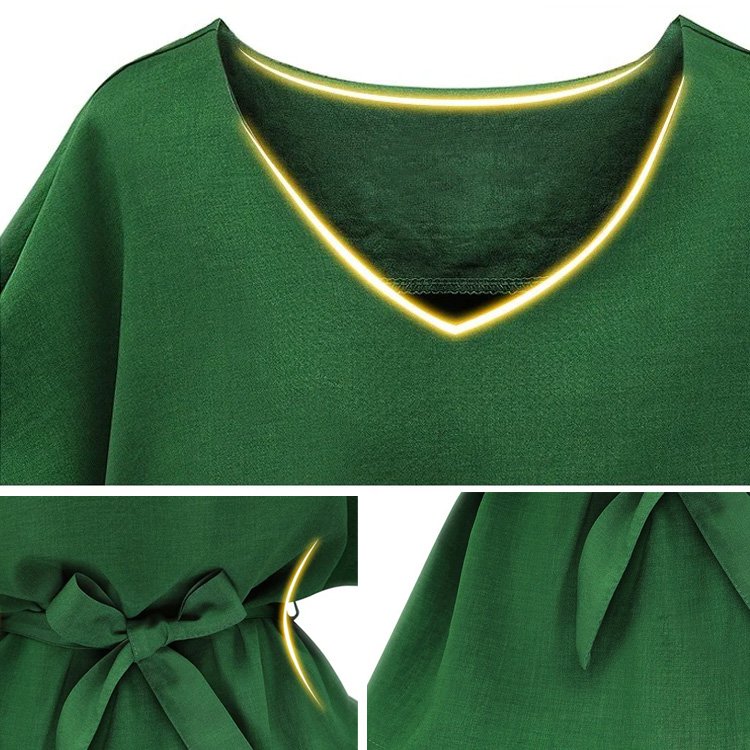 リボンベルト付きブラウス