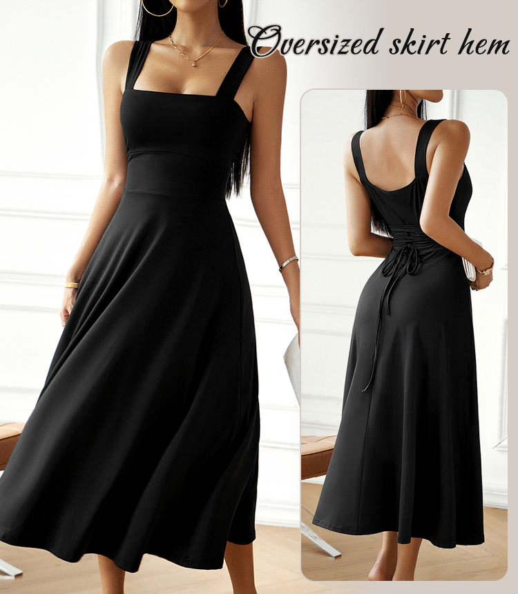 French-style cinched waist long dress